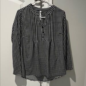 NY Collection Black and White Checkered Blouse
